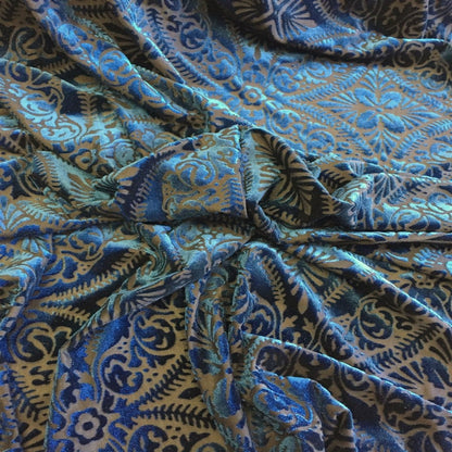 Lili Damask Burnout Stretch Velvet Fabric